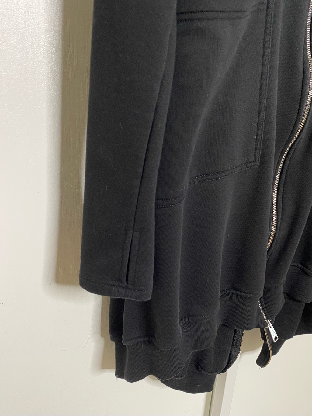 Aakaska | Black 100% Cotton Long Double Zip Long-Sleeve Sweatshirt Jacket — image 3 of 8
